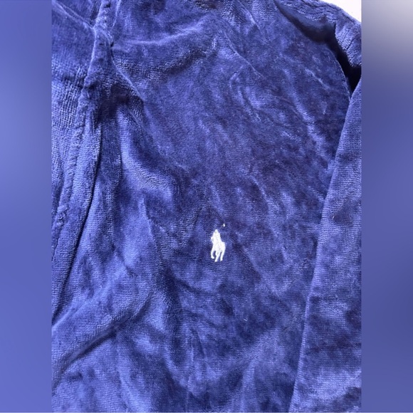 New Polo Ralph Lauren R191 100 Cotton French Terry Robe Navy Sz M - Picture 5 of 11